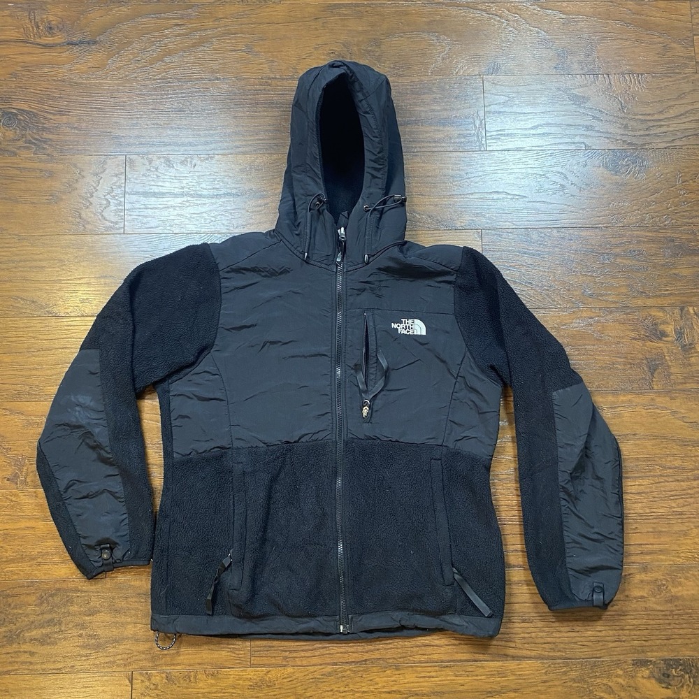 The North Face Denali Hooded Jacket Women M Black Fleece Full Zip Polartec